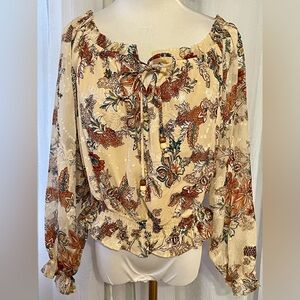 EUC UMGEE Floral Cream Women's Top